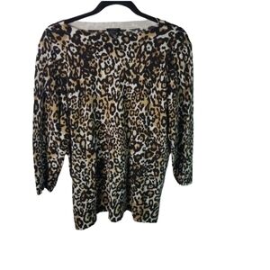 Talbots leopard merino wool sweater
